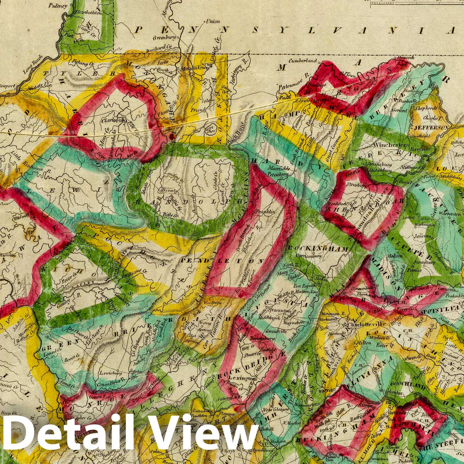 Virginia - River Map, 1827 - Historical Map Print