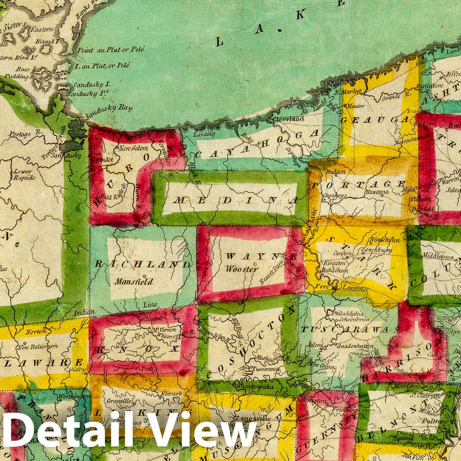 Ohio with part of Upper Canada - Road Map, 1827 - Historical Map Print