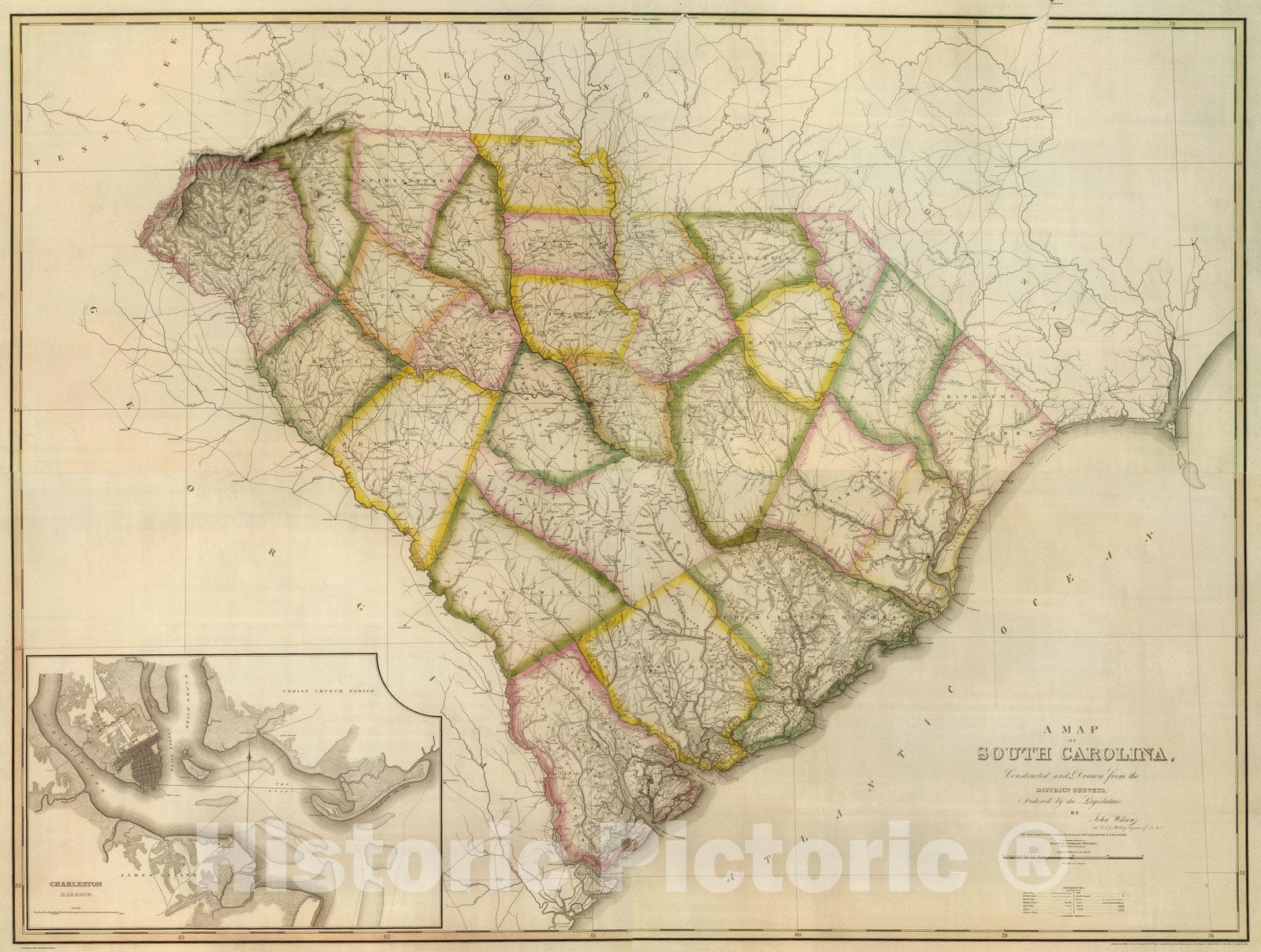 Historic Map : Composite: Map of South Carolina, 1822 - Vintage Wall Art