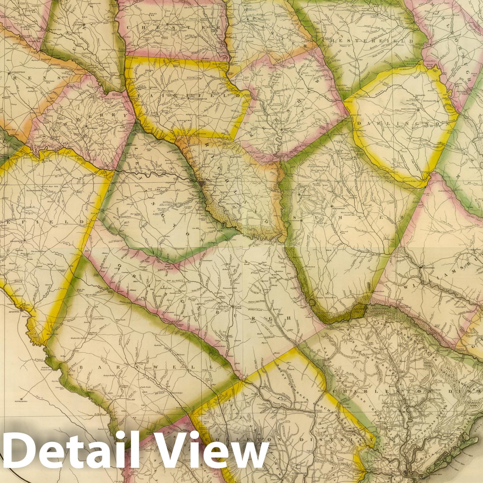 South Carolina Road Map, 1822 - Historical Map Print