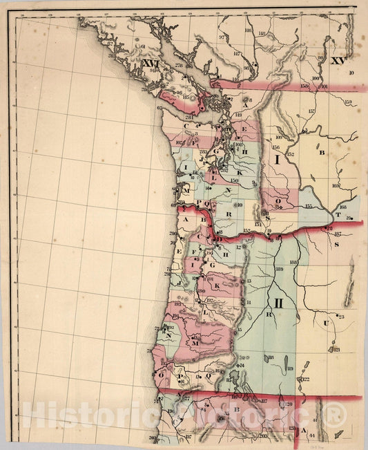 Historic Map : NW Sheet:The Pacific States 1866 - Vintage Wall Art
