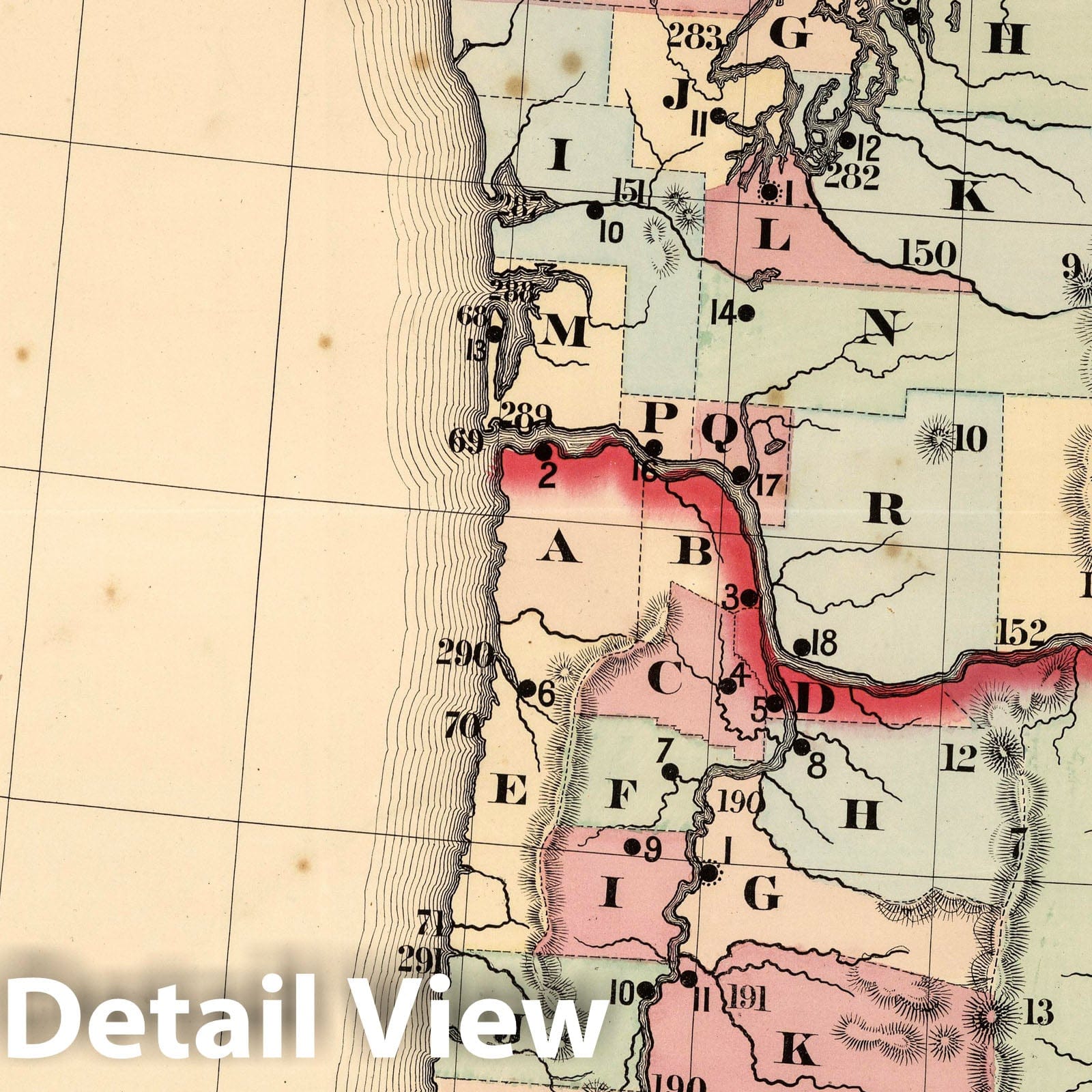 Historic Map : NW Sheet:The Pacific States 1866 - Vintage Wall Art