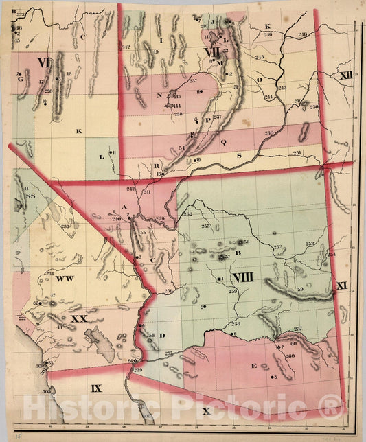 Historic Map : SE Sheet: The Pacific States 1866 - Vintage Wall Art
