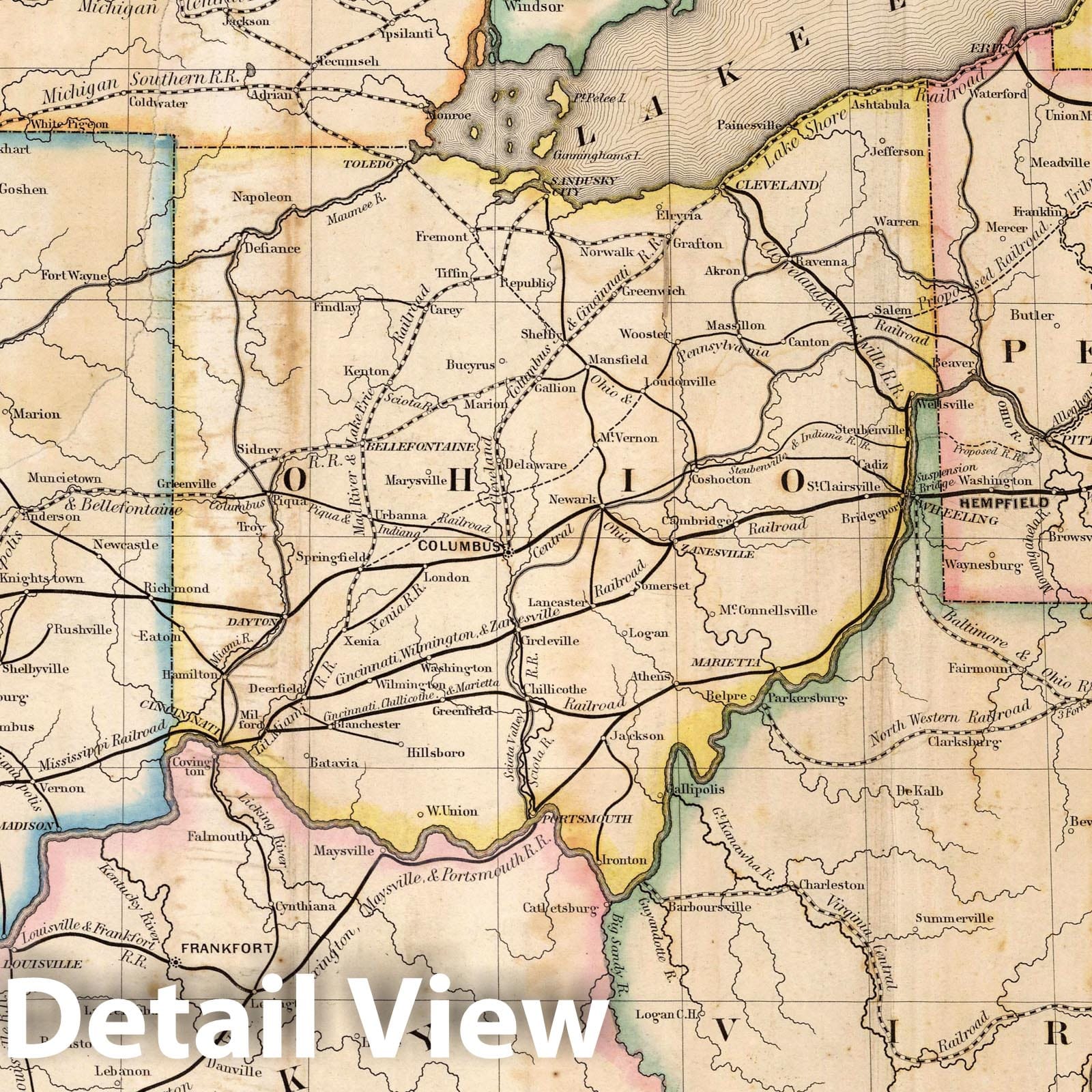 Western Railroads Tributary to Philadelphia - Railroad Map, 1851