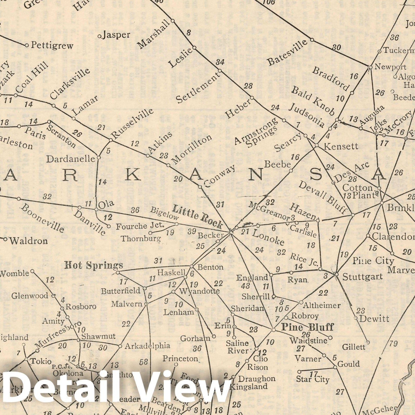 Arkansas - Railroad Map, 1934 - Historical Map Print