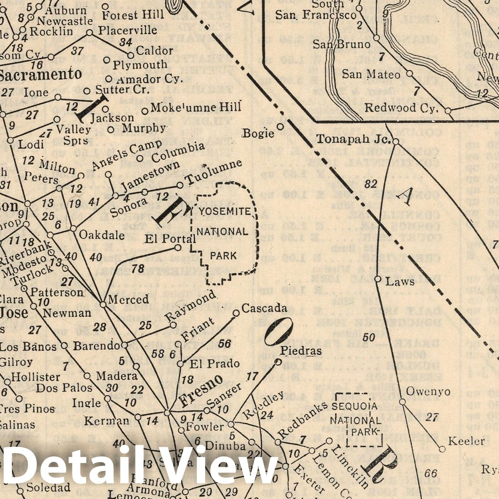California - Railroad Map, 1934 - Historical Map Print