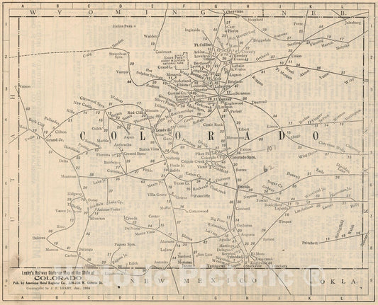 Historic Map : Railway Distance Map of the State of Colorado, 1934 - Vintage Wall Art