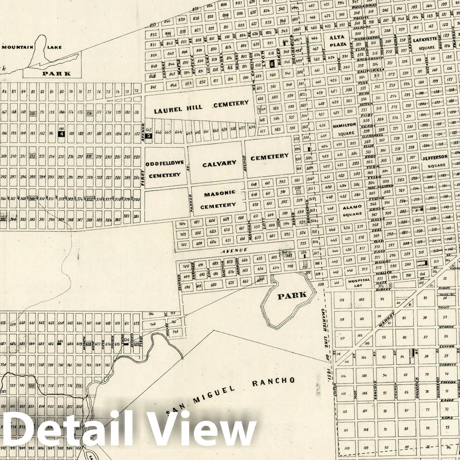 San Francisco, California 1868 - Outside Lands Cadastral Map Print