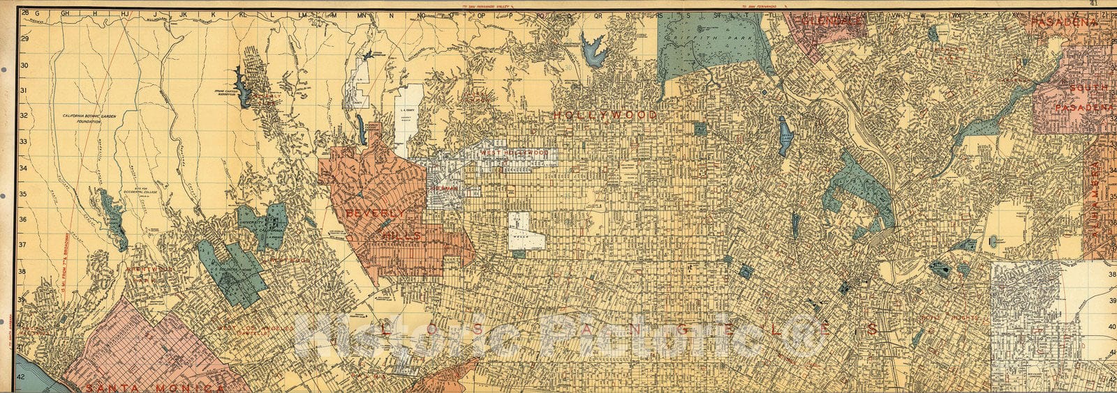 Los Angeles Area - Roads Map, 1938 - Thomas Bros. Atlas