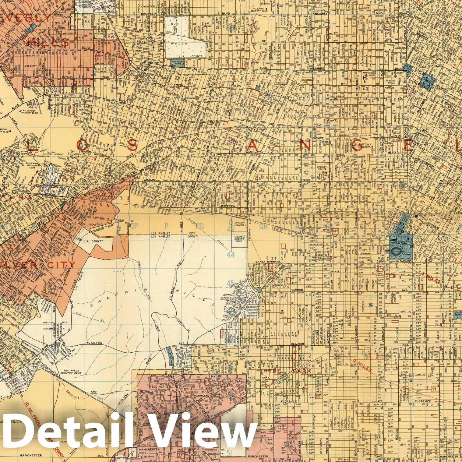 Los Angeles Area - Roads Map, 1938 - Thomas Bros. Atlas