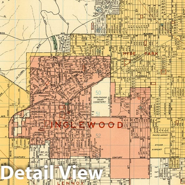 Los Angeles and Vicinity - Auto Trails Map, 1938 - Thomas Bros. Historical Map Print