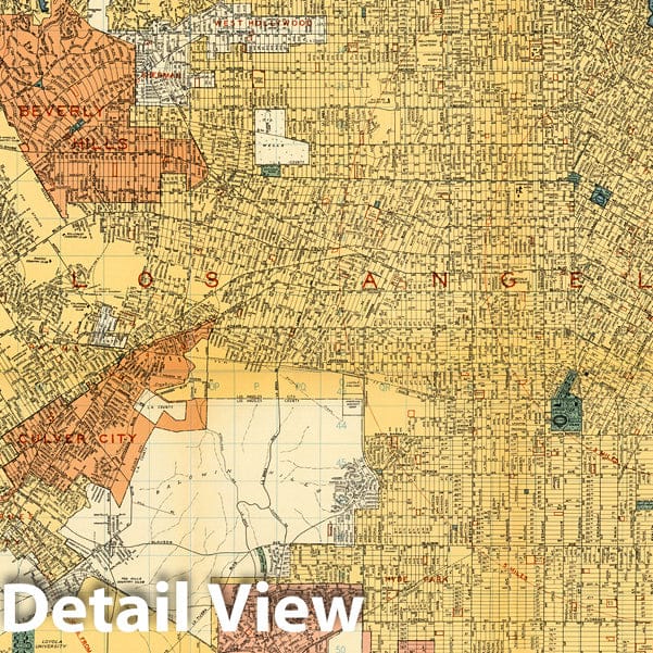 Los Angeles and Vicinity, California - Road Map, 1938 - Thomas Bros. Historical Map Print