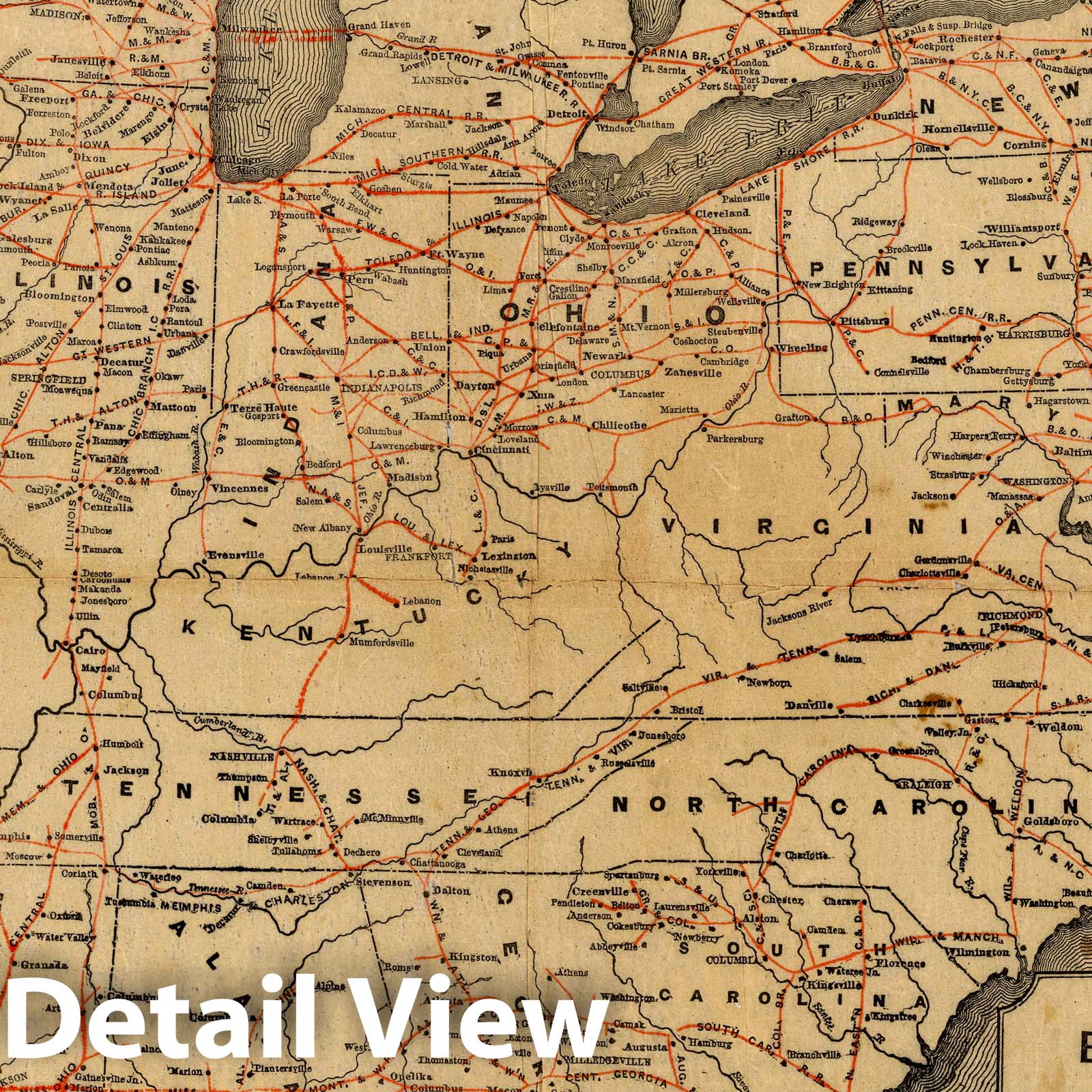 United States and Canada - Railroad Map, 1859 - Historical Map Print