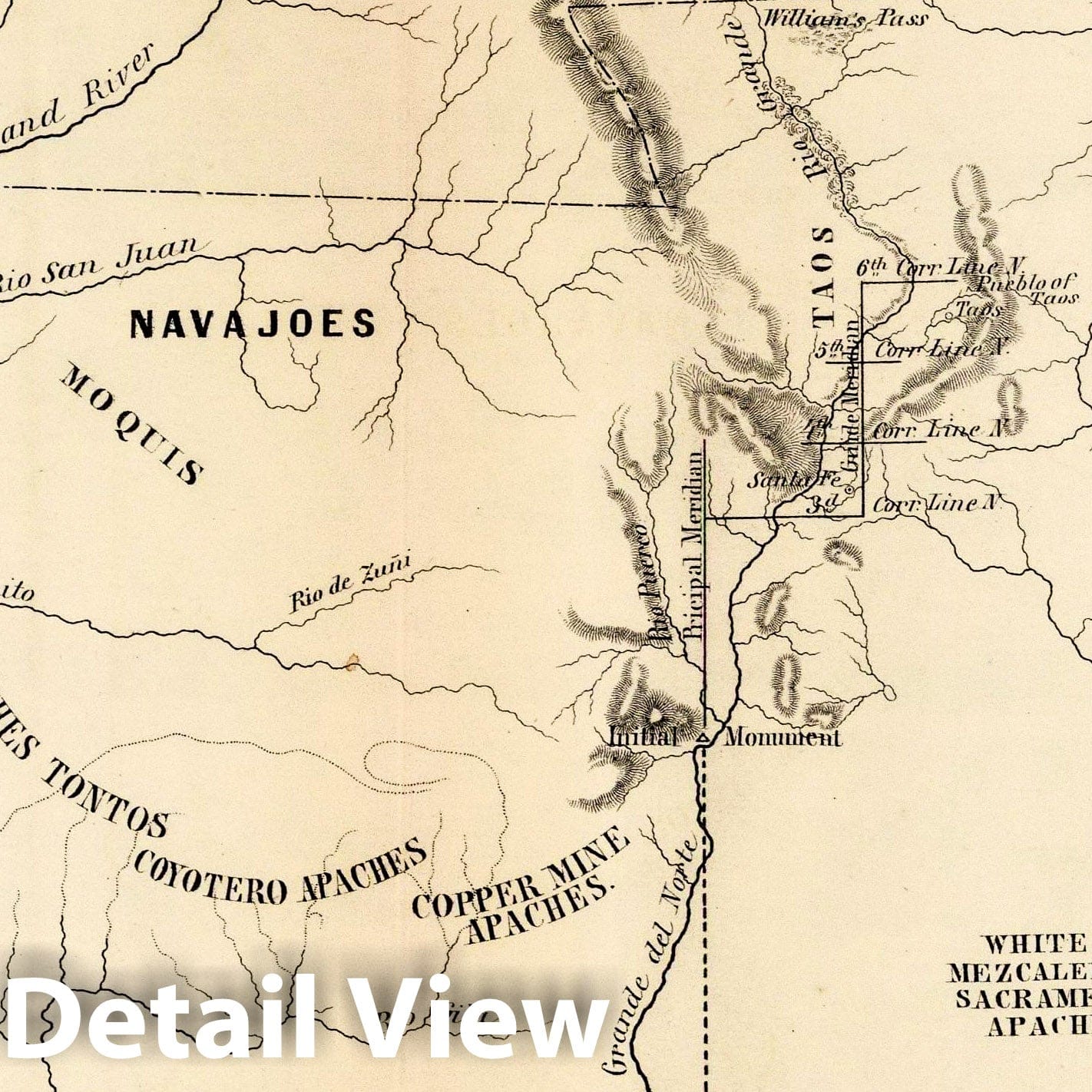 New Mexico - Survey Map, 1855 - Historical Map Print