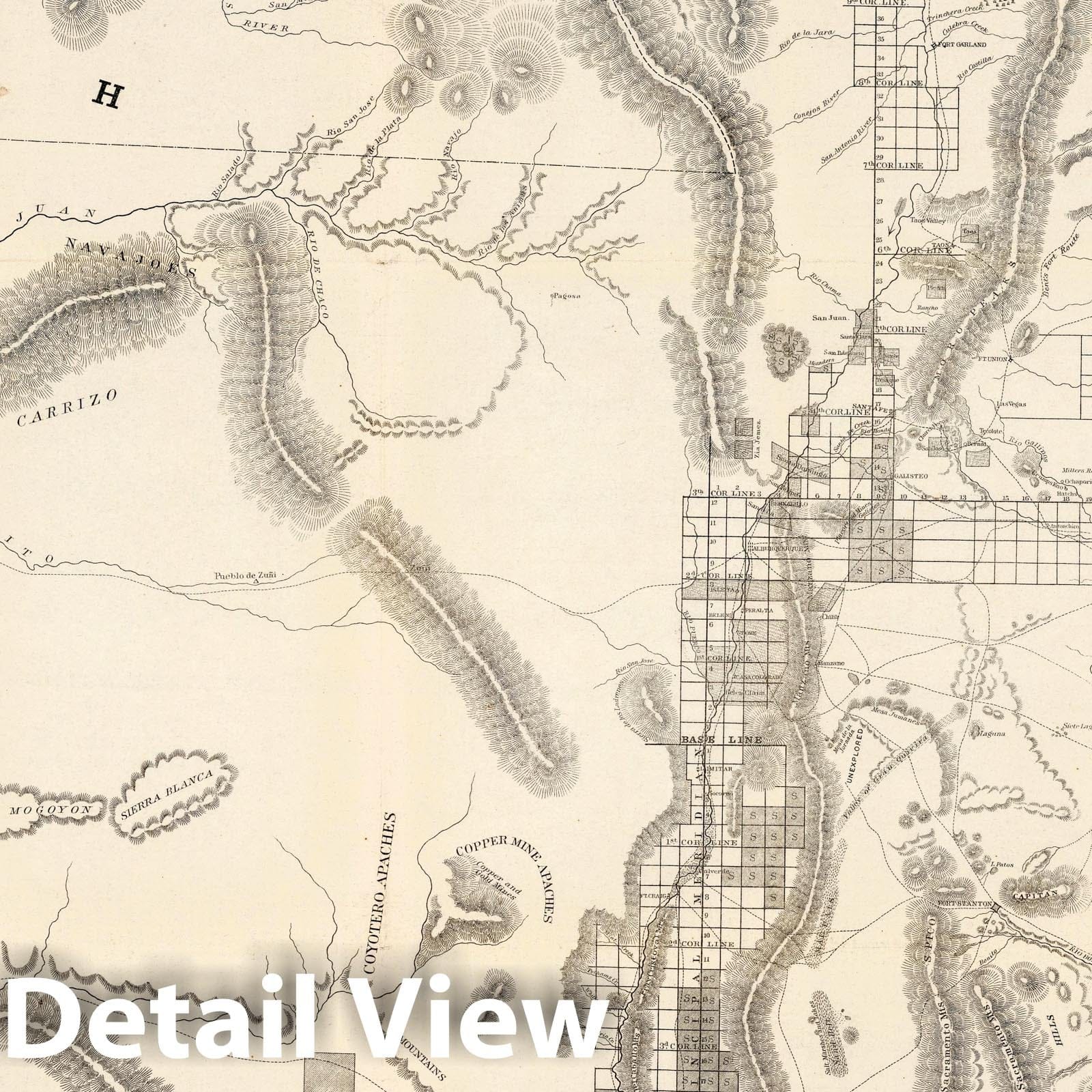 New Mexico - U.S. Public Survey, 1860 - Historical Map Print