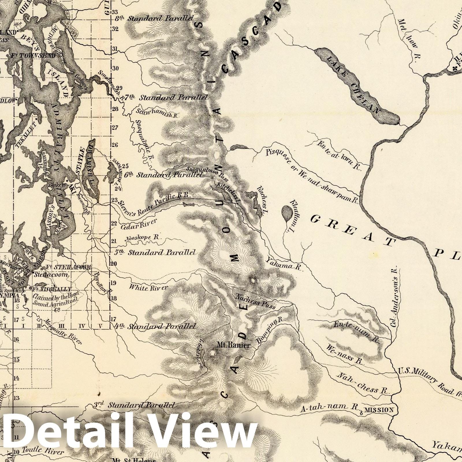 Washington Territory - Survey Map, 1855 - Historical Map Print