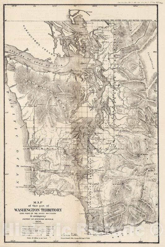 Historic Map : Washington Territory Lying West of the Rocky Mountains,1858 1858 - Vintage Wall Art