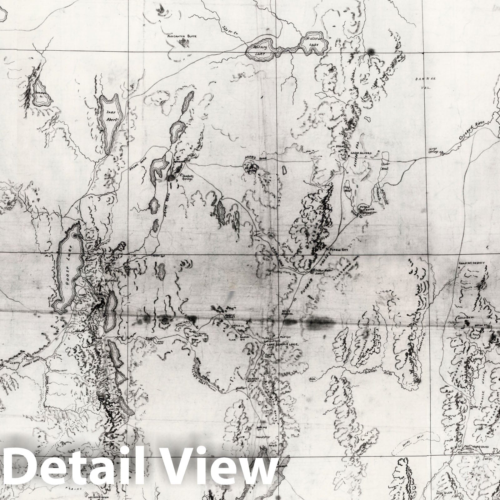 Oregon, Idaho, California, and Nevada - Military Map, 1866