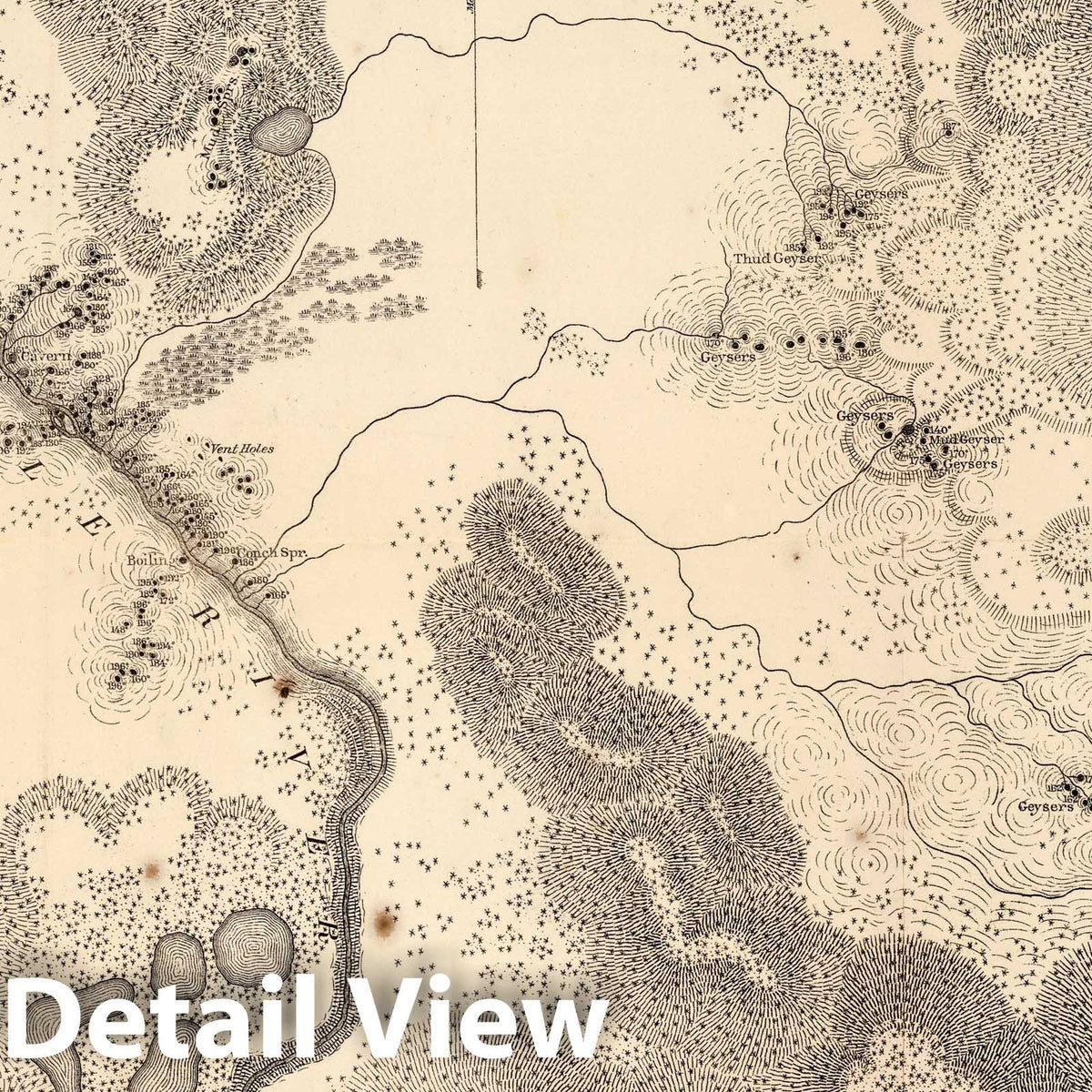 Lower Geyser Basin and Fire Hole River - Geologic Map, 1871