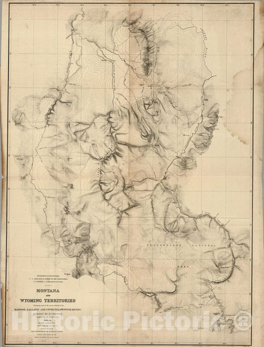 Historic Map : Montana And Wyoming Territories 1976 - Vintage Wall Art