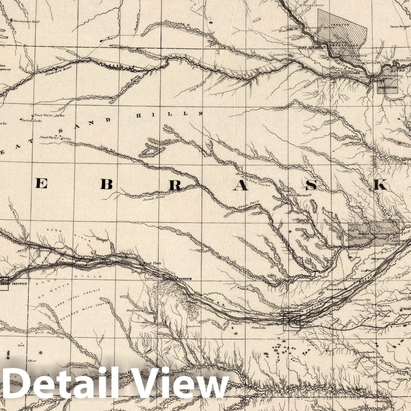 Nebraska, Department of the Platte - Sheet No. 2, 1872 - Historical Map Print