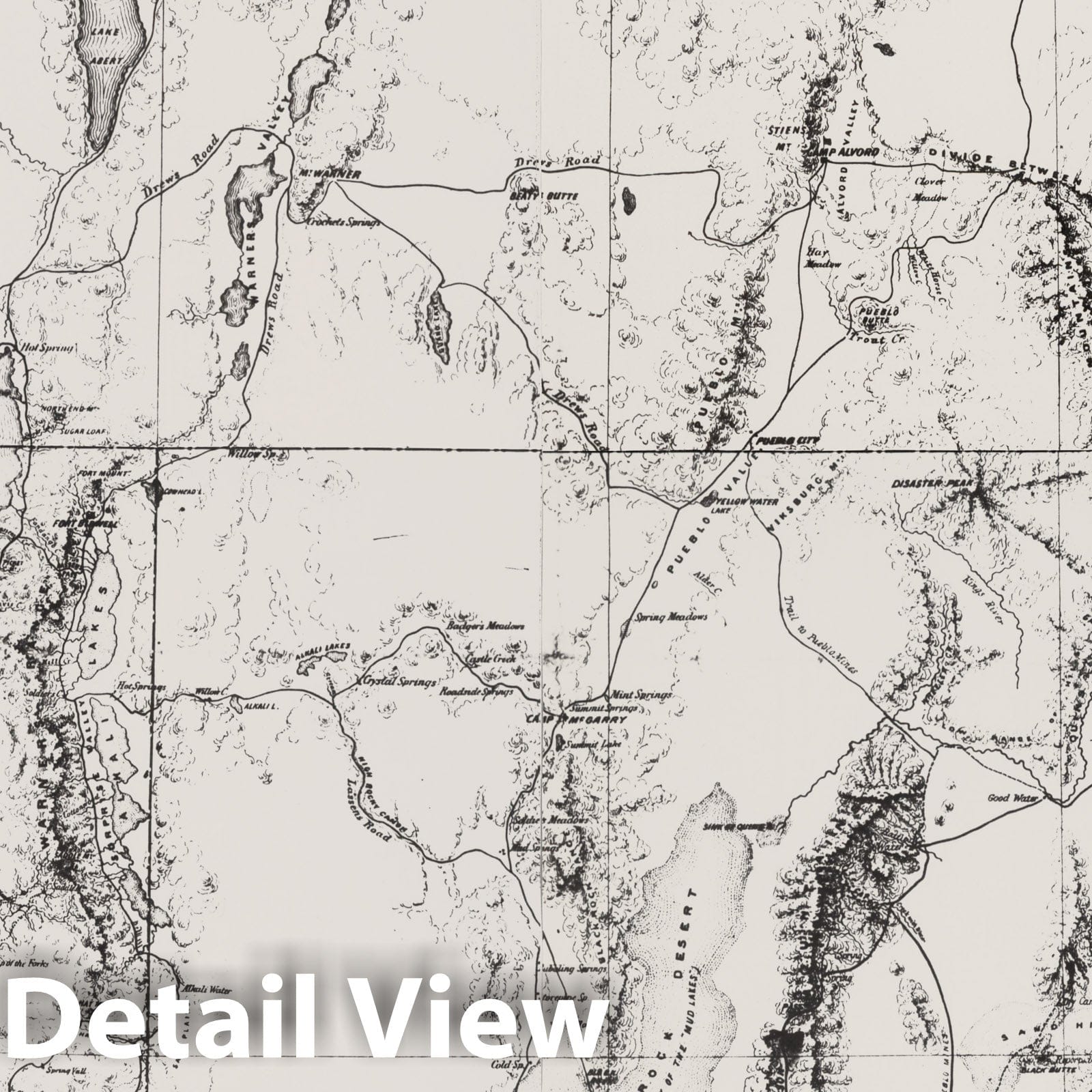 California, Nevada, Oregon, Idaho - Mining Routes, 1866 - Historical Map Print
