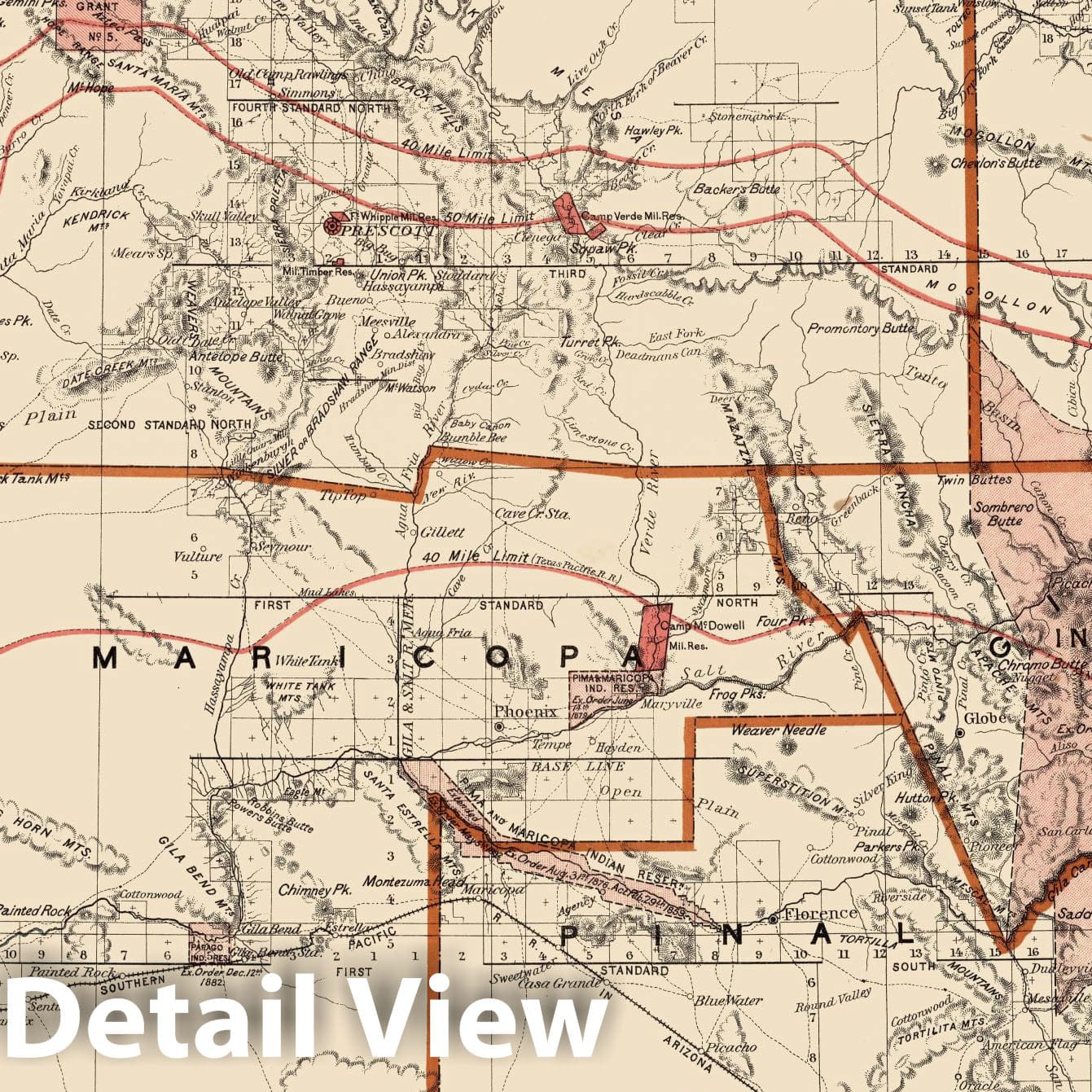 Arizona Territory Survey Map 1883 - Historical Map Print