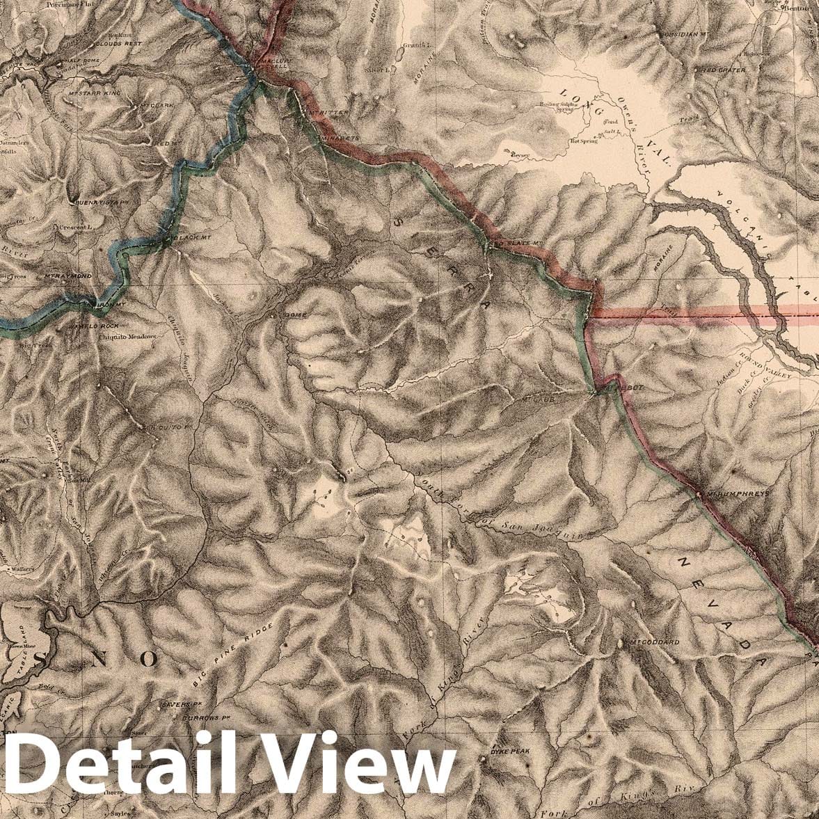 Central California and Nevada - Sheet IV, 1873 Topographic Map Print