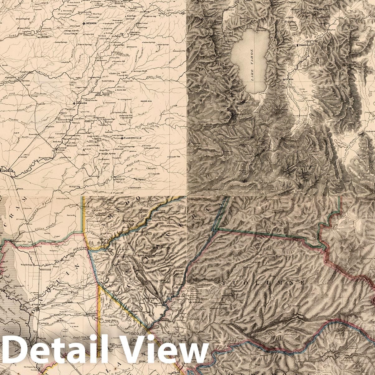 Historic Map : Composite: Topographical Map of Central California Together With a Part of Nevada, Sheets I-IV, 1873 - Vintage Wall Art