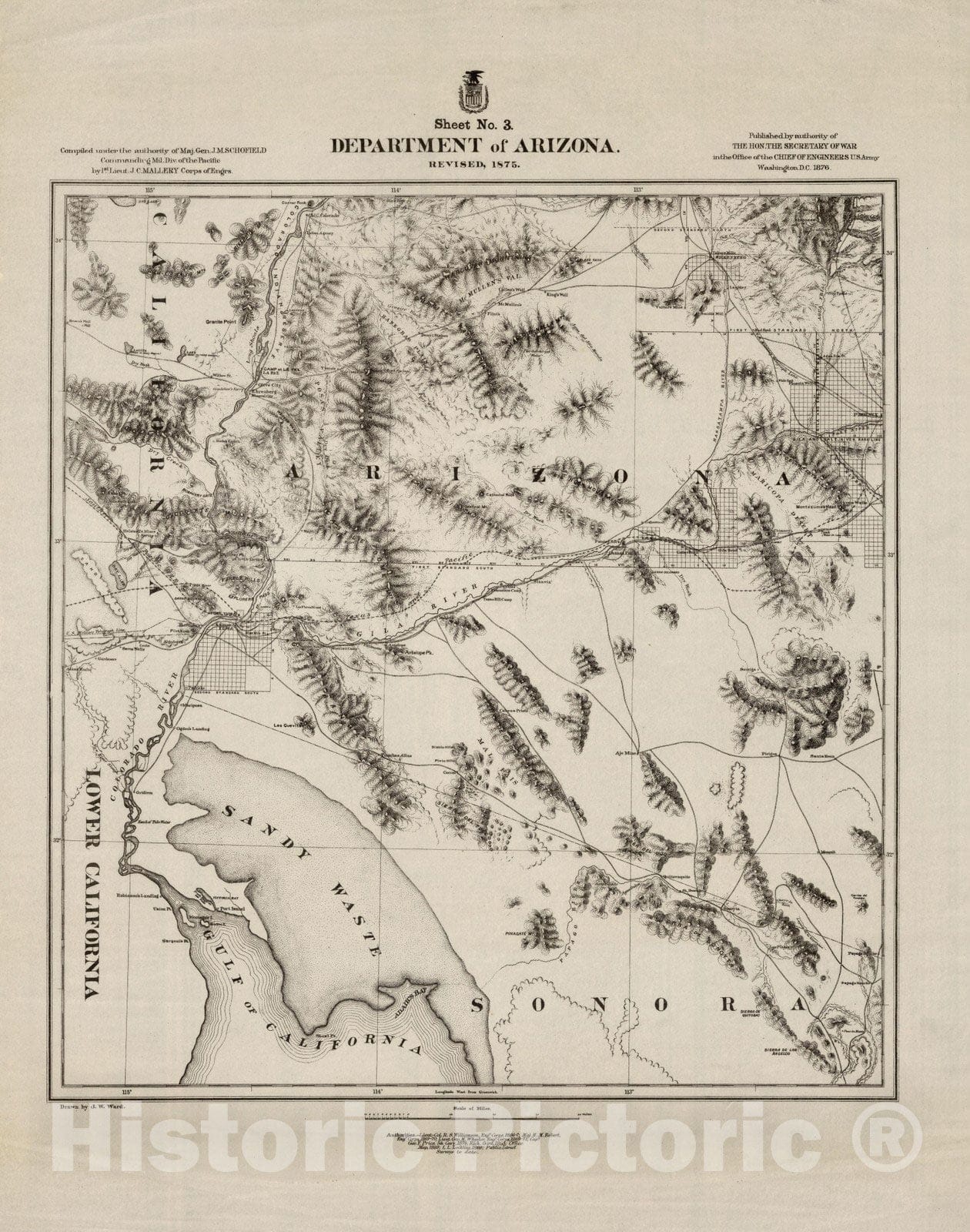 Historic Map : Sheet No. 3, Department of Arizona 1876 - Vintage Wall Art