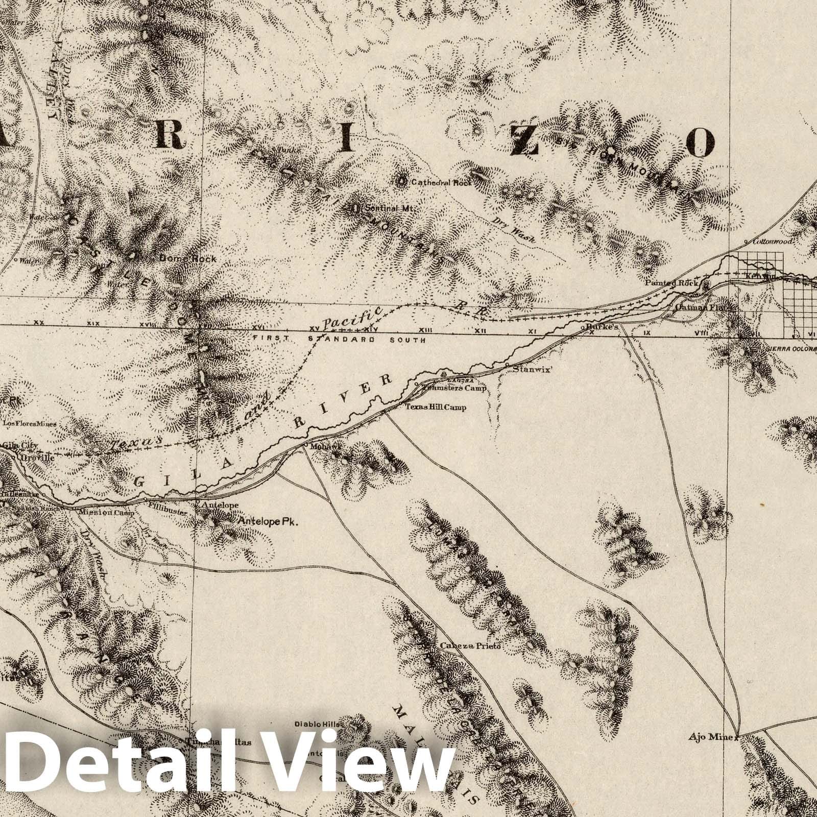 Historic Map : Sheet No. 3, Department of Arizona 1876 - Vintage Wall Art