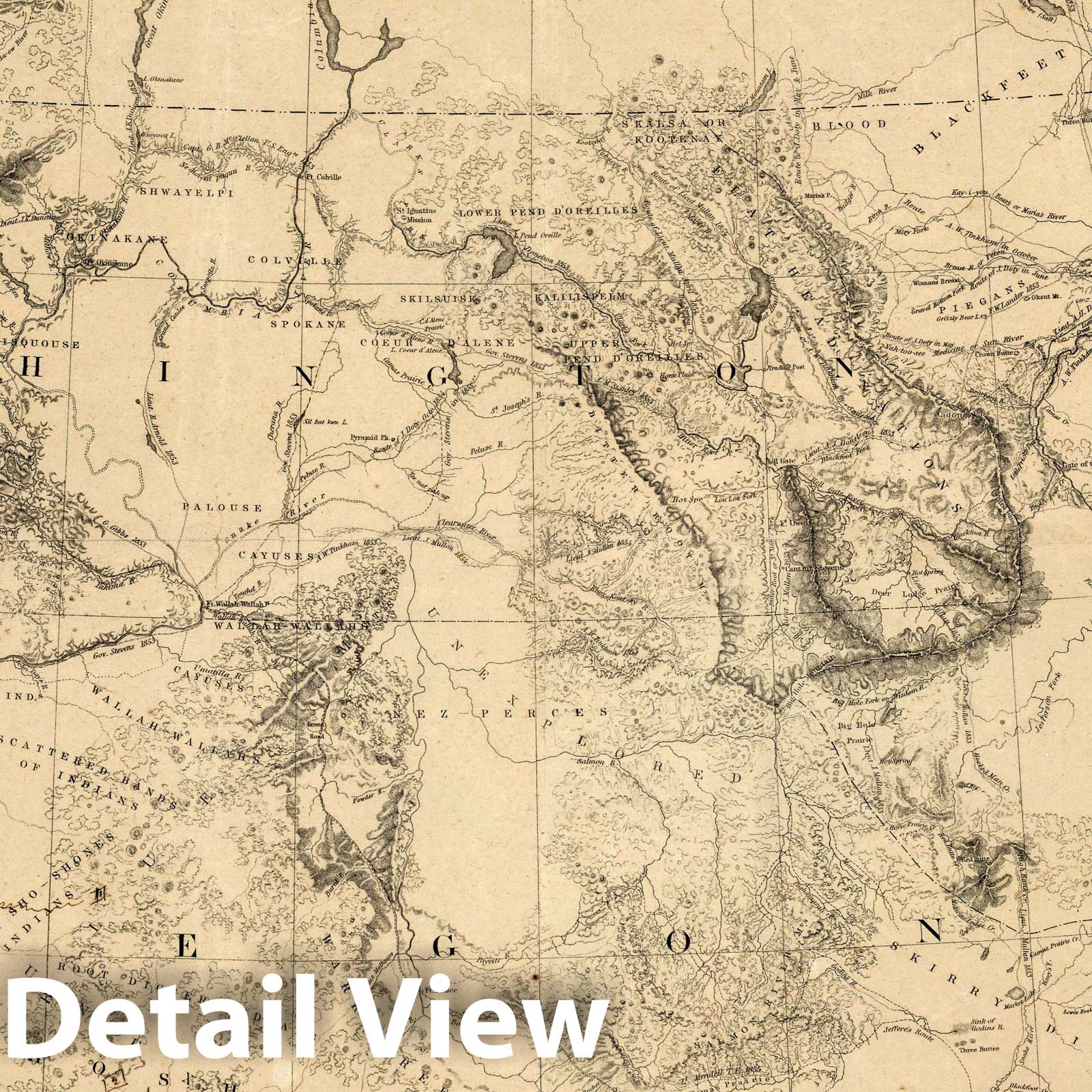 Military Department of Oregon and Washington, 1858 - Historical Map Print