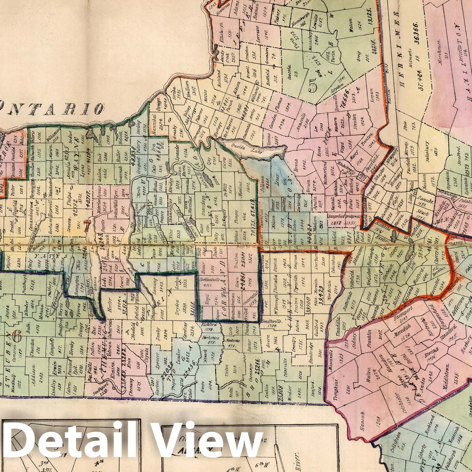 Historic Wall Map : The State of New York exhibiting the population upon which the apportionment of Senators and Members of the Assembly is based, 1845 - Vintage Wall Art