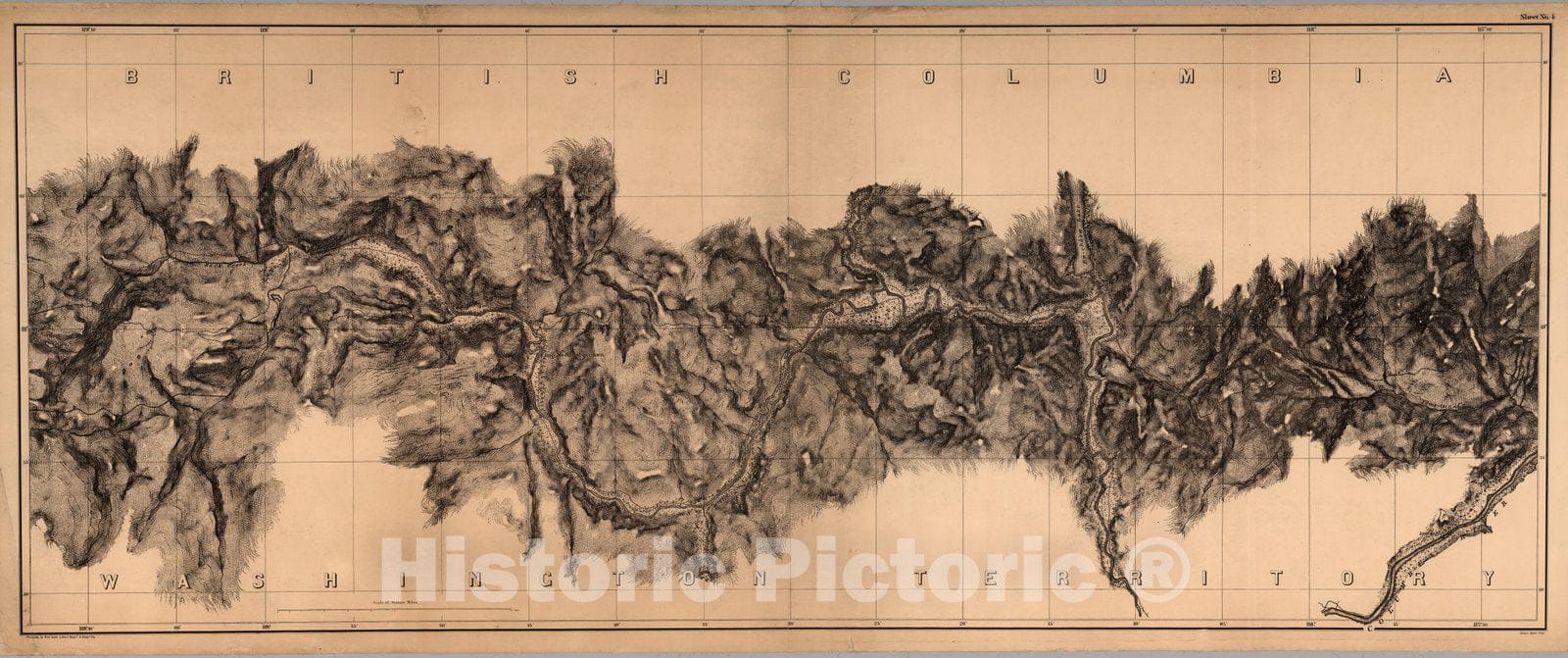 Historic Map : Sheet No. 4. Photo-Lithographic Copy of The Detailed Maps of The North West Boundary, 1866 - Vintage Wall Art