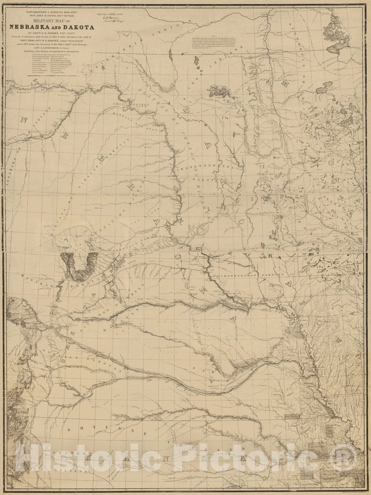 Historic Map : Military Map of Nebraska and Dakota, 1859 - Vintage Wall Art