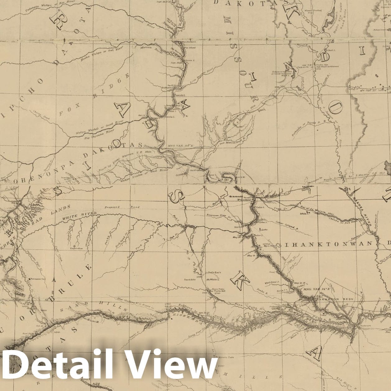 Nebraska and the Dakotas - Military Map, 1859 - Historical Map Print