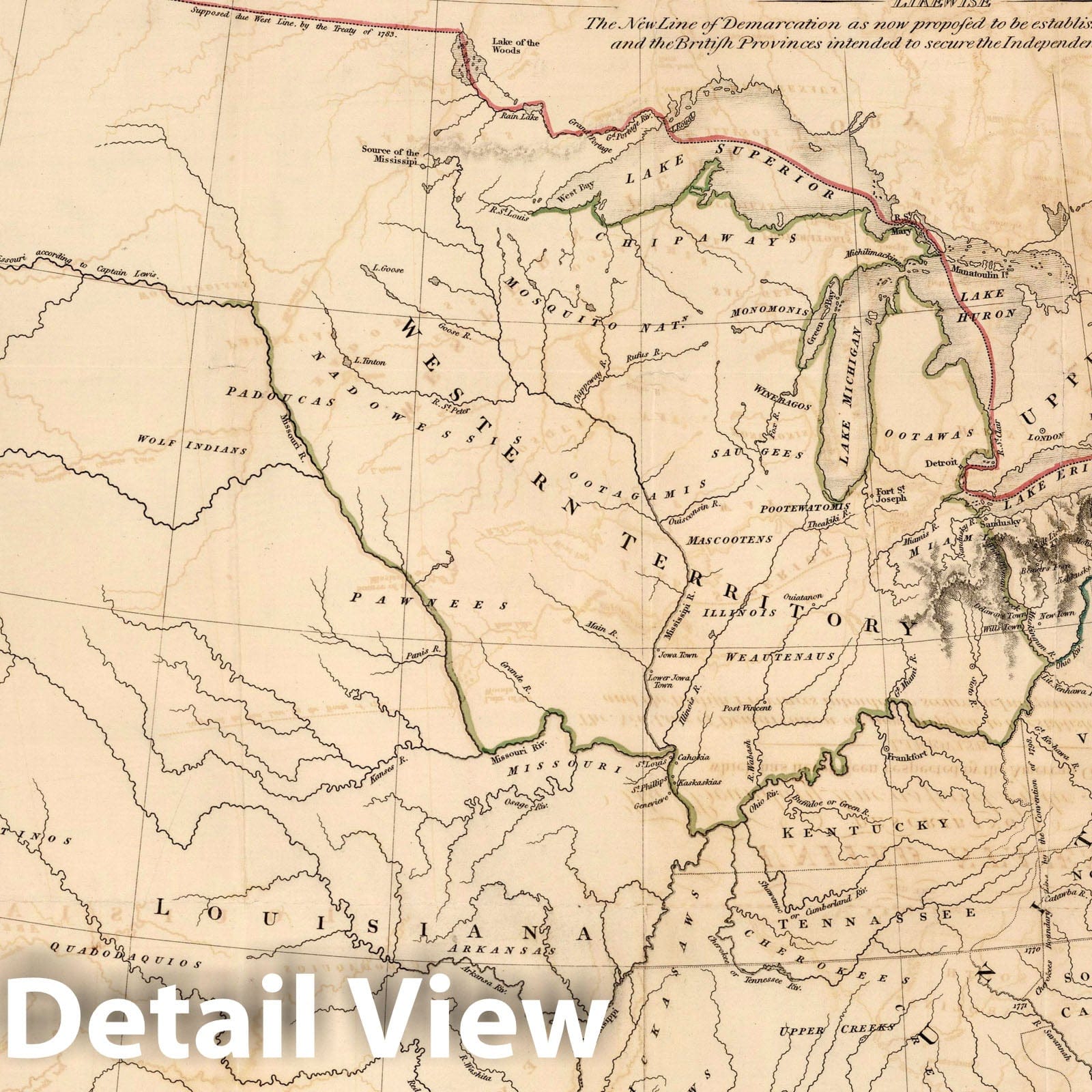 British North America and United States Frontier - Military Map, 1807