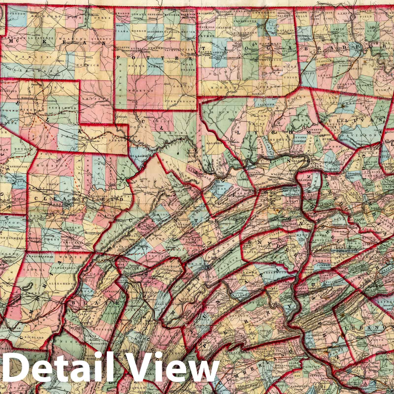 Pennsylvania - Railroad Map, 1857 - Hand-Colored Historical Map Print