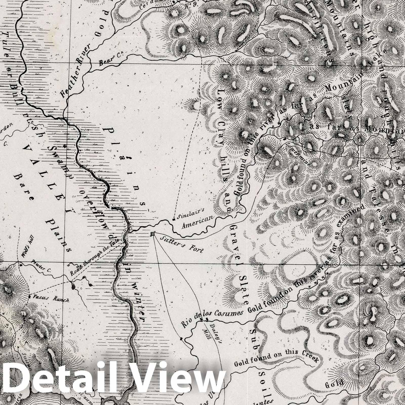 Gold and Quicksilver District of California, 1848 - Historical Map Print