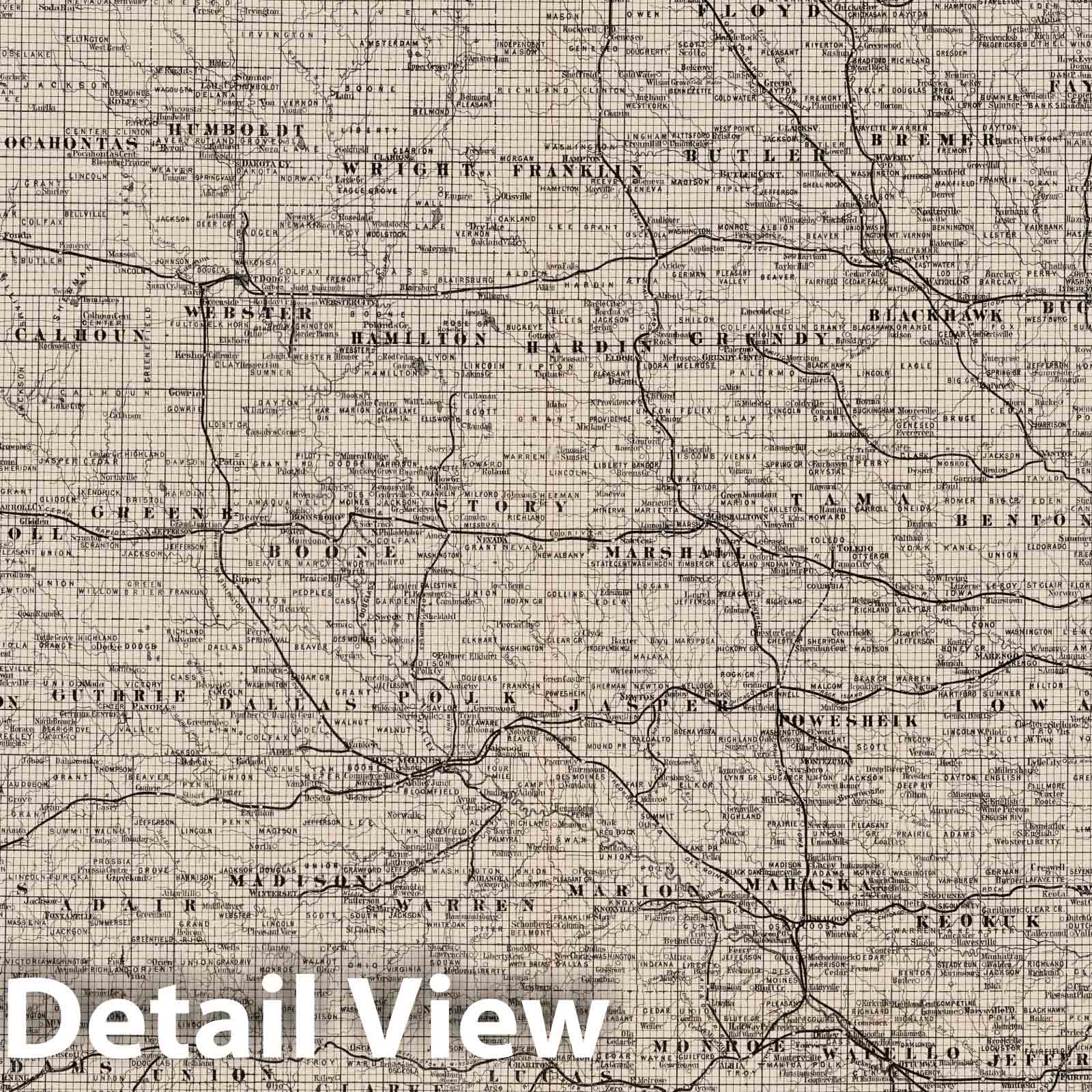 Historic Map : Railroad Map of Iowa, 1881 - Vintage Wall Art