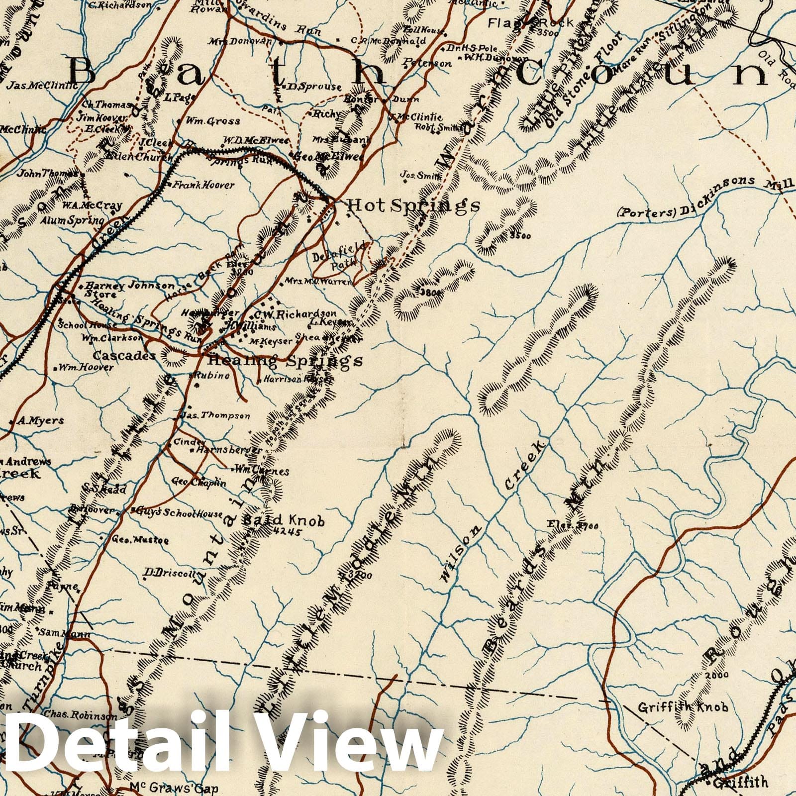 Warm Springs Valley - Railroad Map, 1903 - Historical Map Print