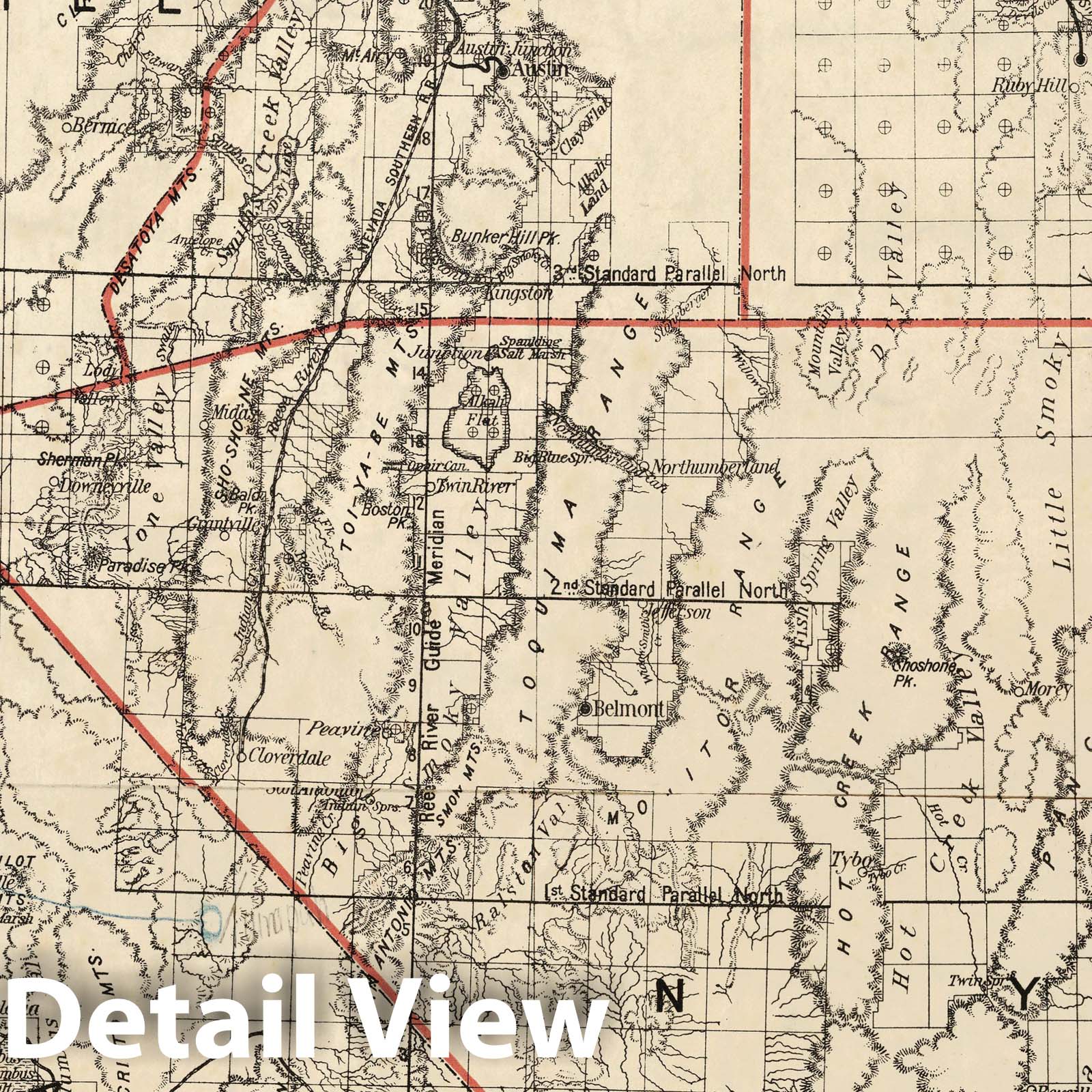 Nevada - Survey Map, 1894 - Historical Map Print