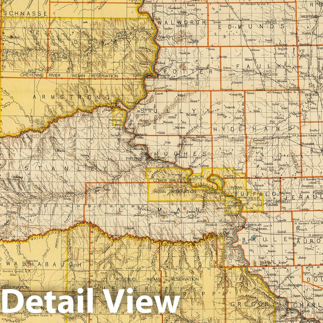 South Dakota Survey Map, 1901 - Historical Map Print