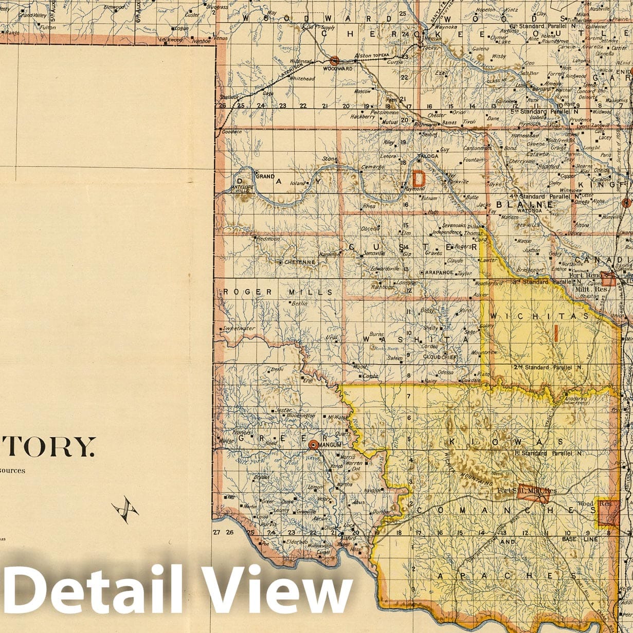 Oklahoma Territory - Survey Map, 1898 - Historical Reproduction