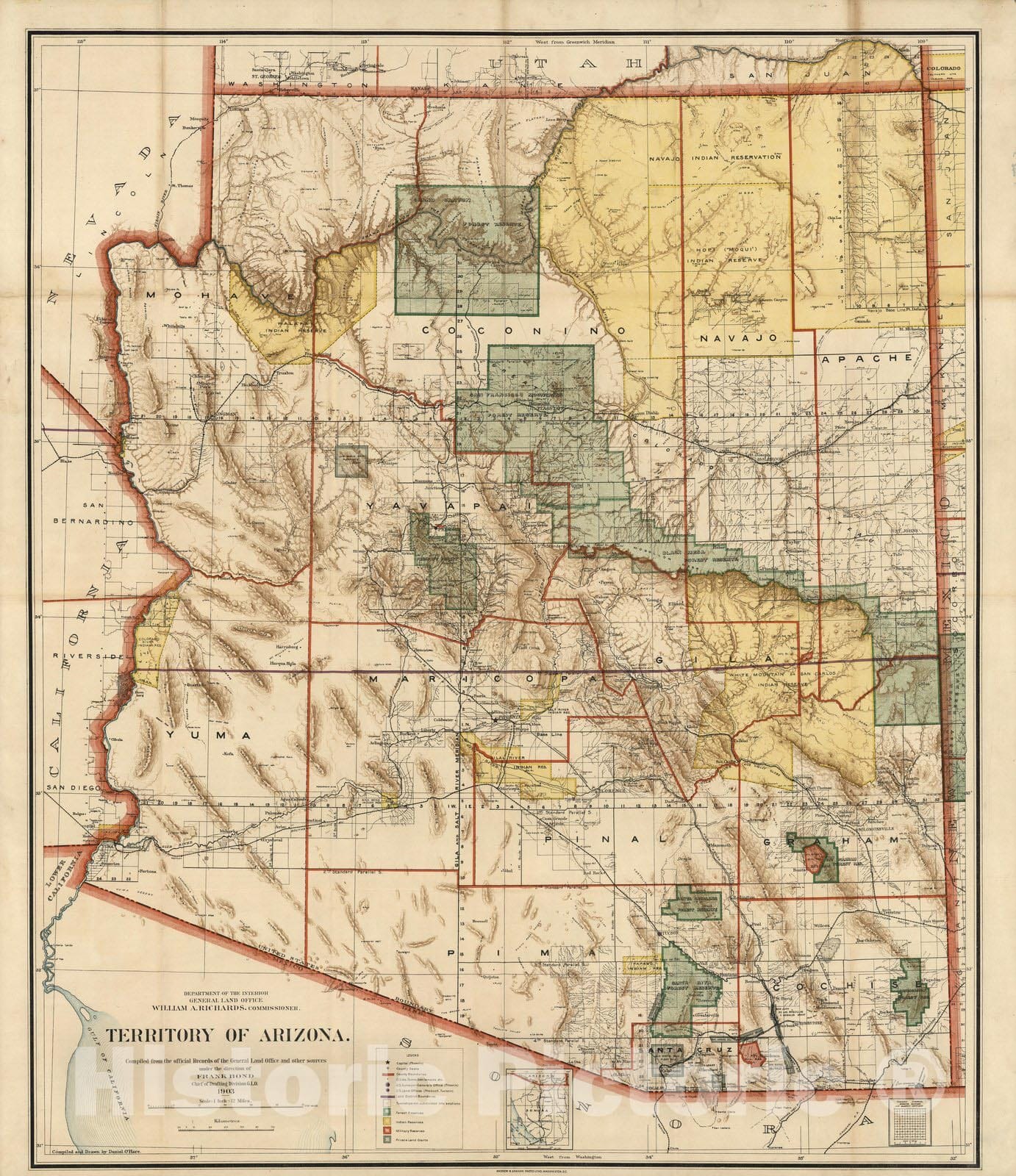 Arizona Territory Survey Map, 1903 - Historical Map Print