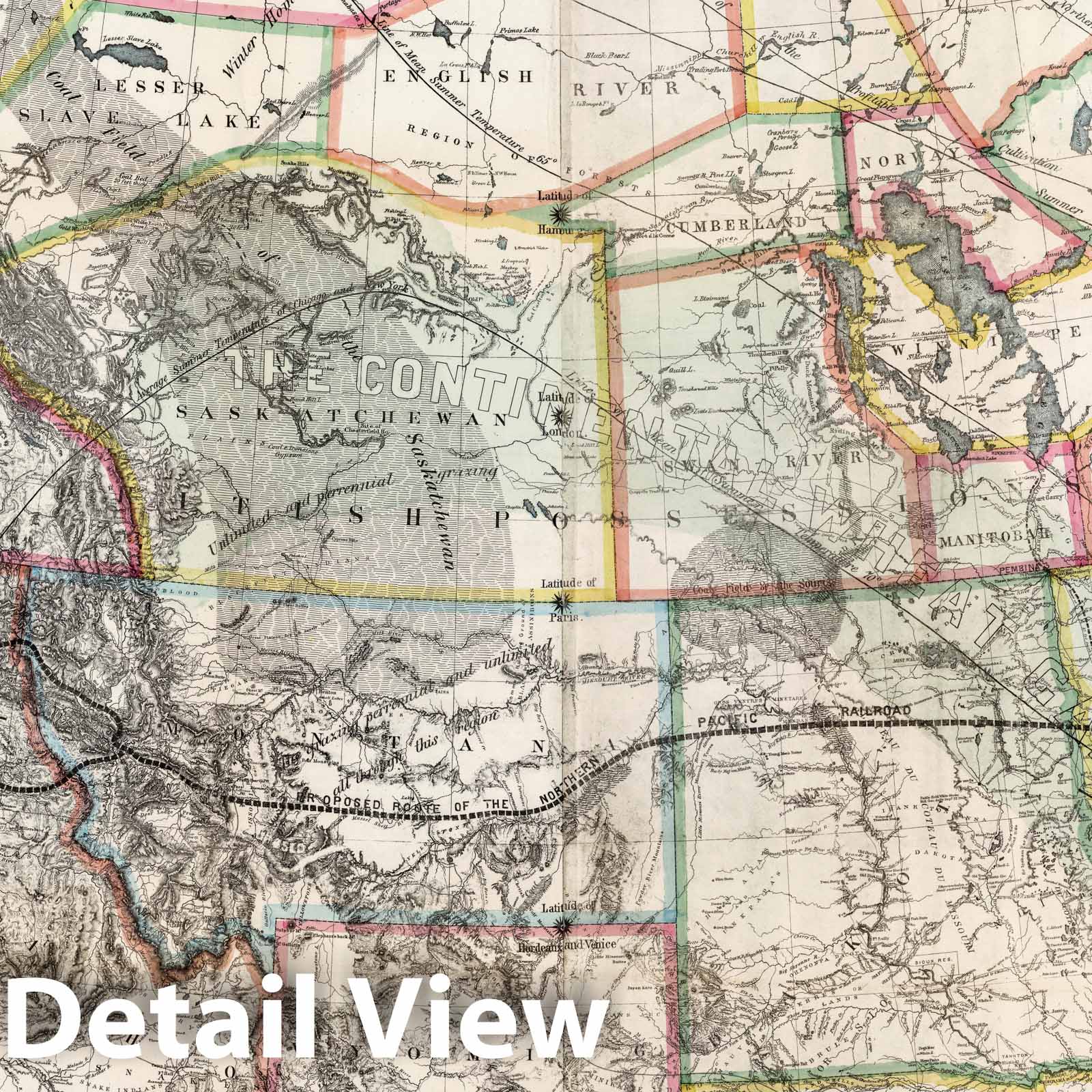 Northern Pacific Railroad Territory - Railroad Map, 1871