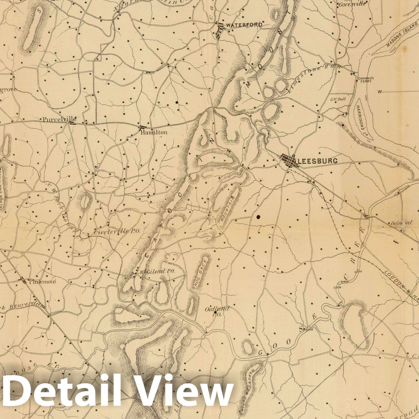 Loudoun County, Virginia - Survey Map, 1861 - Historical Topographic Print
