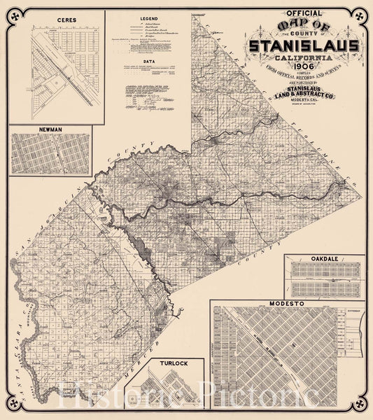 Stanislaus County, California 1906 Official Cadastral Map