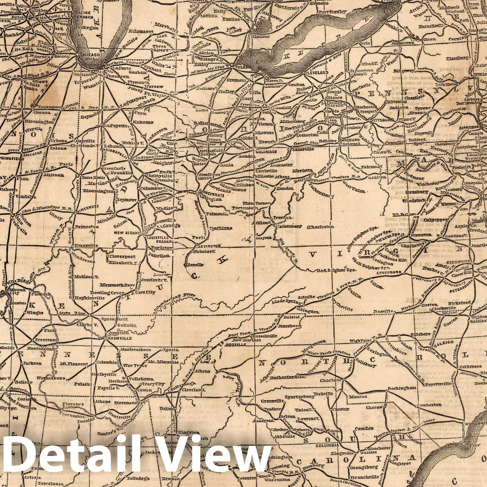 United States and Canada - Railroad Map, 1874 - Historical Map Print