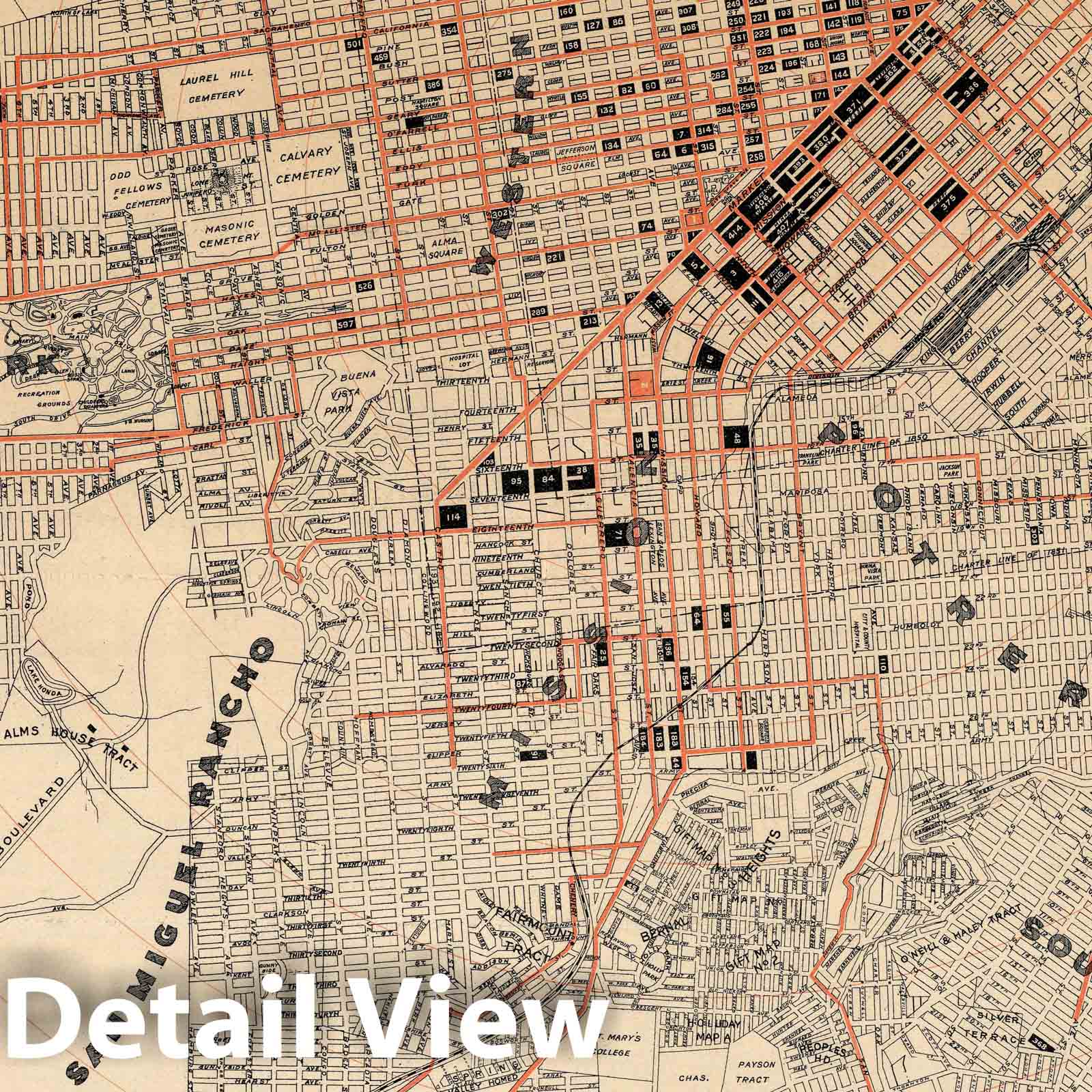Historic Map : Guide Map of The City of San Francisco, 1897 - Vintage Wall Art